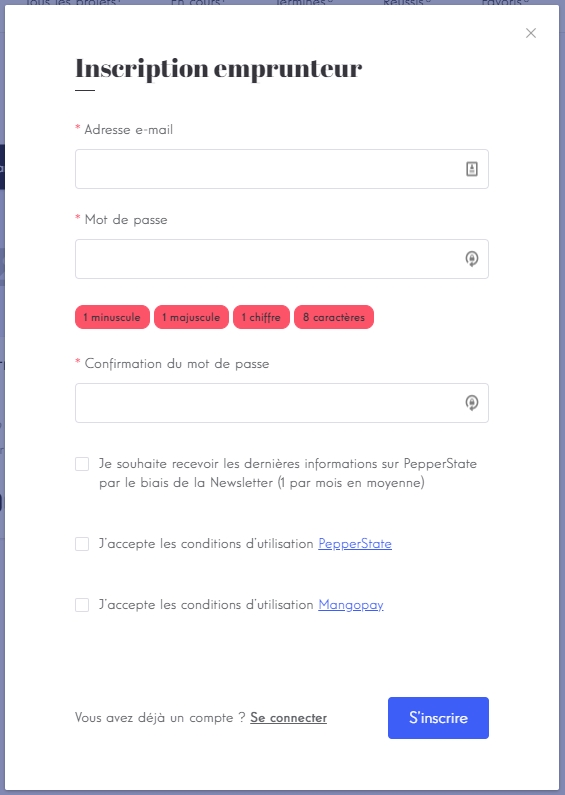 dialog register borrower