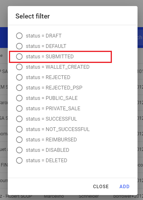 Select filter 