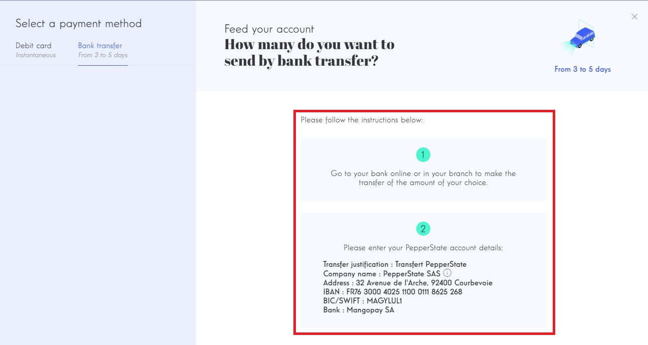 money in bank transfers steps