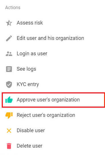 approve user organization