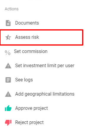 Assess risk menu