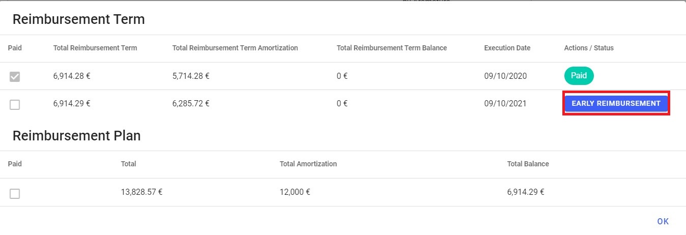 reimbursement dialog