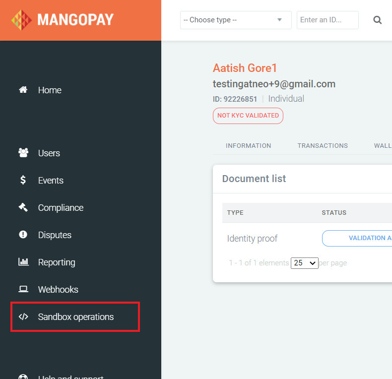 click on kyc tab